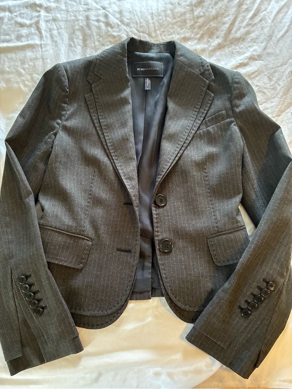 BCBG MAXAZRIA Women’s Charcoal Pinstripe Suit Blazer - size XS
